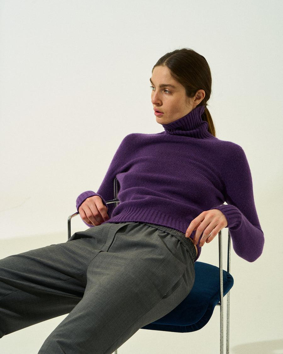 Scaglione TURTLE NECK SOFT HYBRID CASHMERE PURPLE Offerta San Valentino
