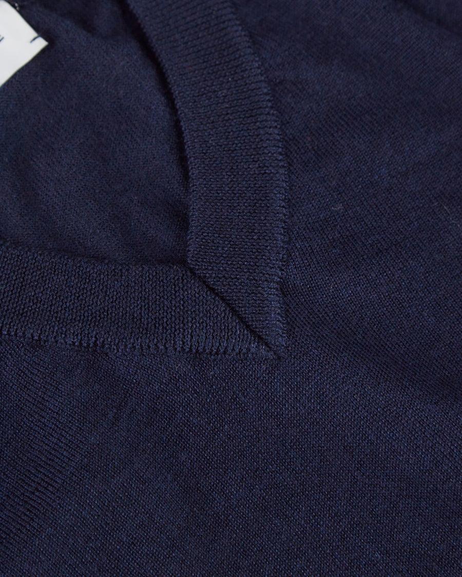 Scaglione V NECK SLIM FINELUX SOLID NAVY Vendita calda
