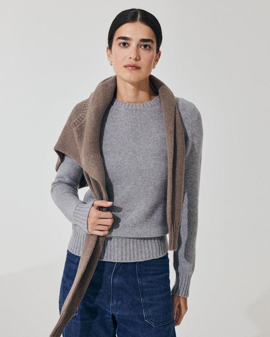Scaglione ROUND NECK SOFT HYBRID CASHMERE GREY Offerte speciali