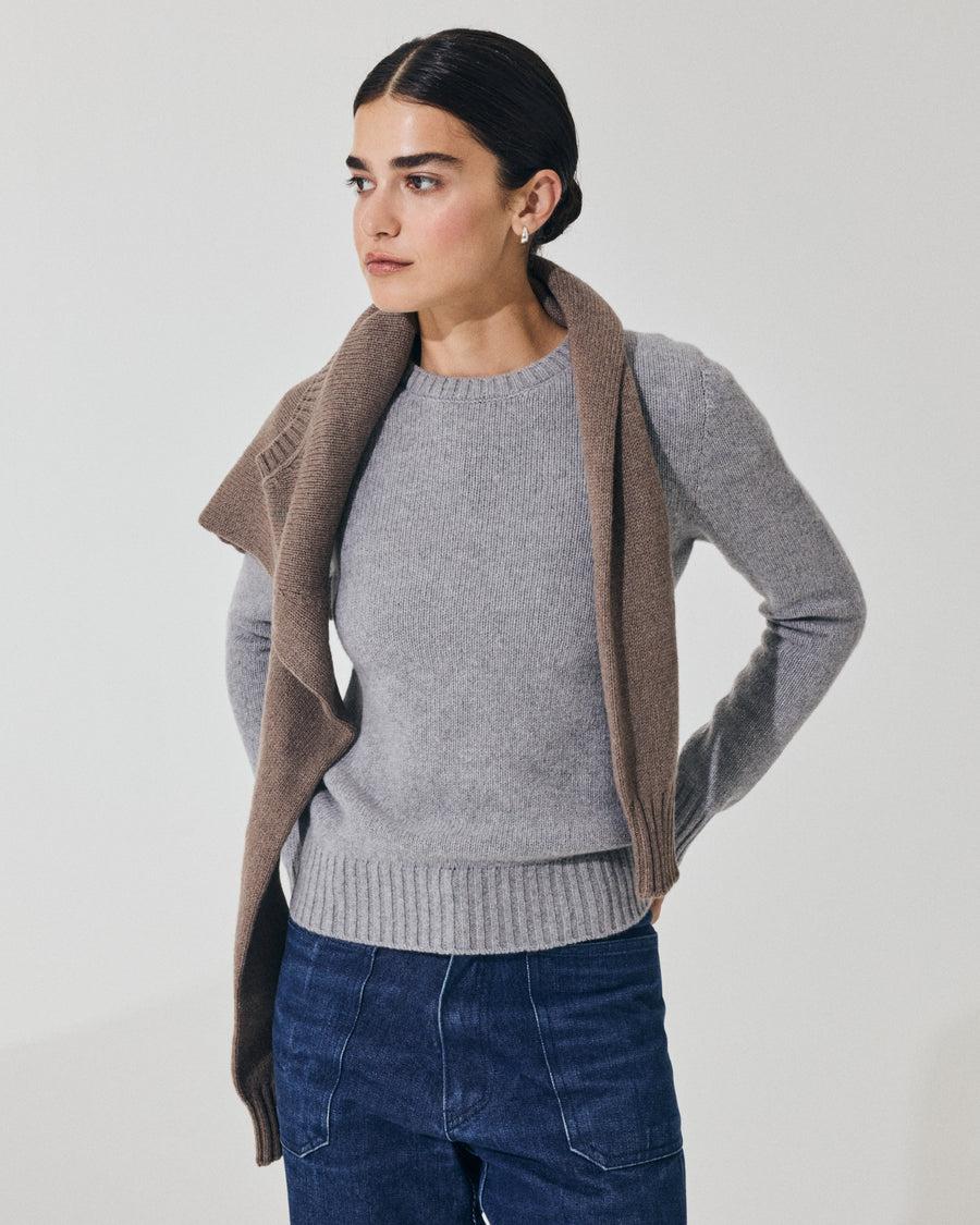 Scaglione ROUND NECK SOFT HYBRID CASHMERE GREY Offerte speciali