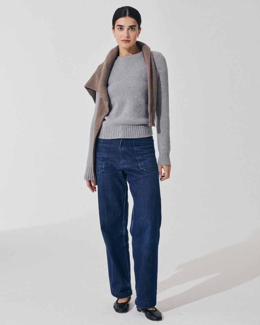 Scaglione ROUND NECK SOFT HYBRID CASHMERE GREY Offerte speciali