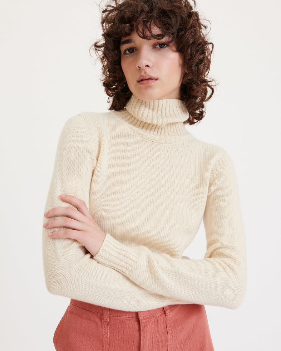 Scaglione TURTLE NECK SOFT HYBRID CASHMERE MILK Prezzo basso