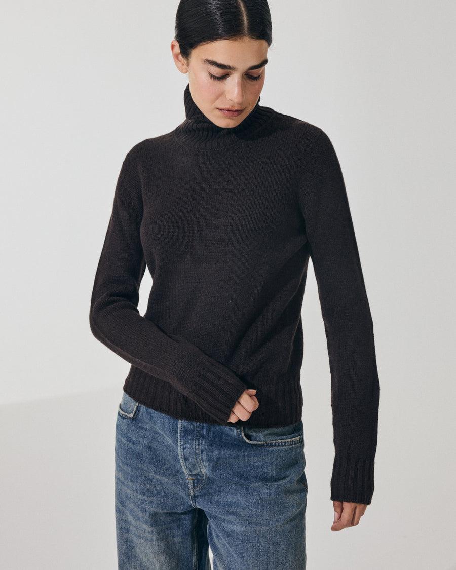 Scaglione TURTLE NECK SOFT HYBRID CASHMERE EBANO Rilascio limitato