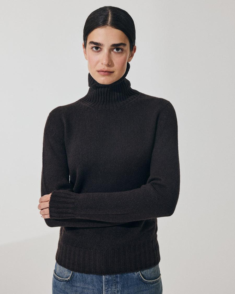 Scaglione TURTLE NECK SOFT HYBRID CASHMERE EBANO Rilascio limitato