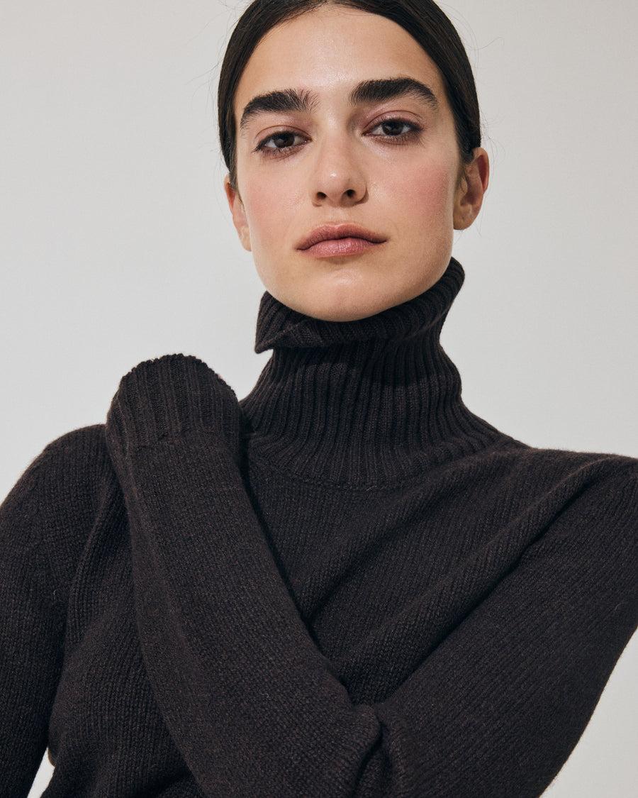 Scaglione TURTLE NECK SOFT HYBRID CASHMERE EBANO Rilascio limitato