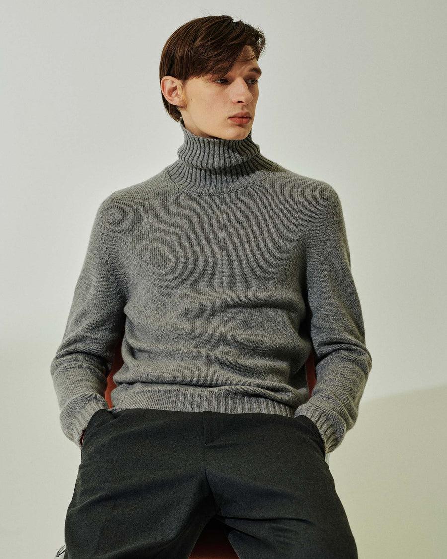 Scaglione TURTLE NECK SOFT HYBRD CASHMERE GREY Offerta
