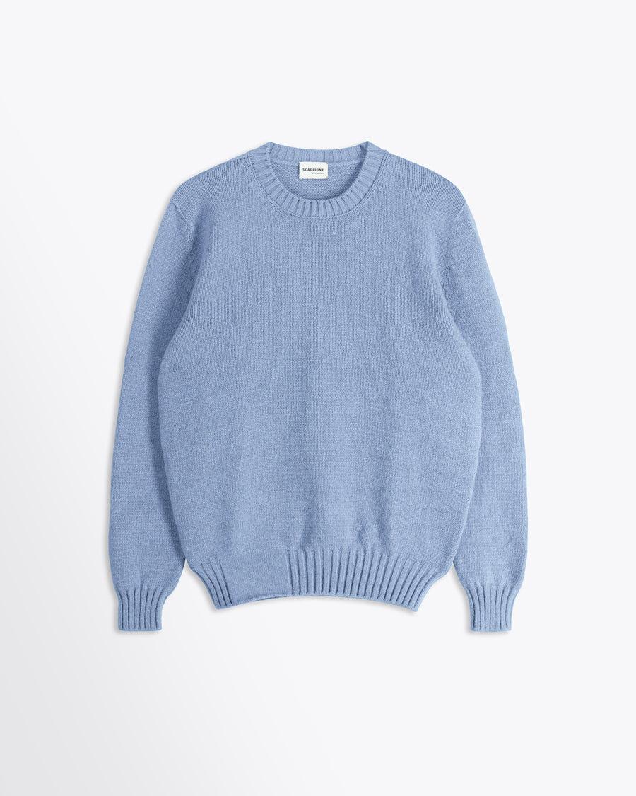 Scaglione ROUND NECK SOFT HYBRD CASHMERE CELESTE Outlet