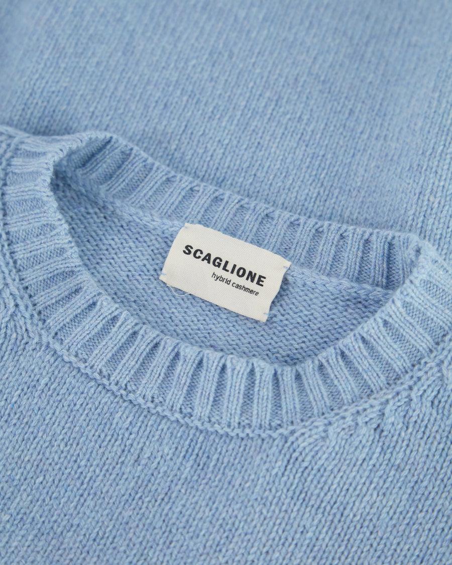 Scaglione ROUND NECK SOFT HYBRD CASHMERE CELESTE Outlet