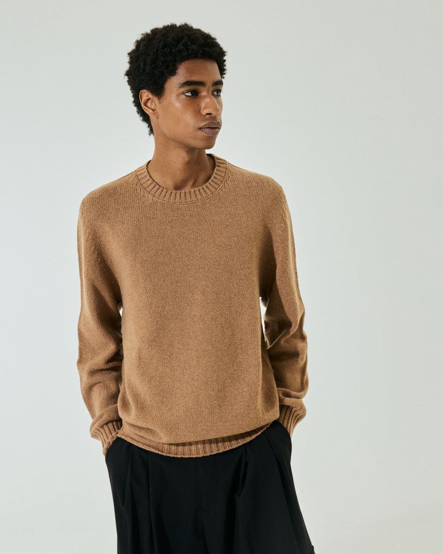 Scaglione ROUND NECK SOFT HYBRD CASHMERE CARAMEL Saldi