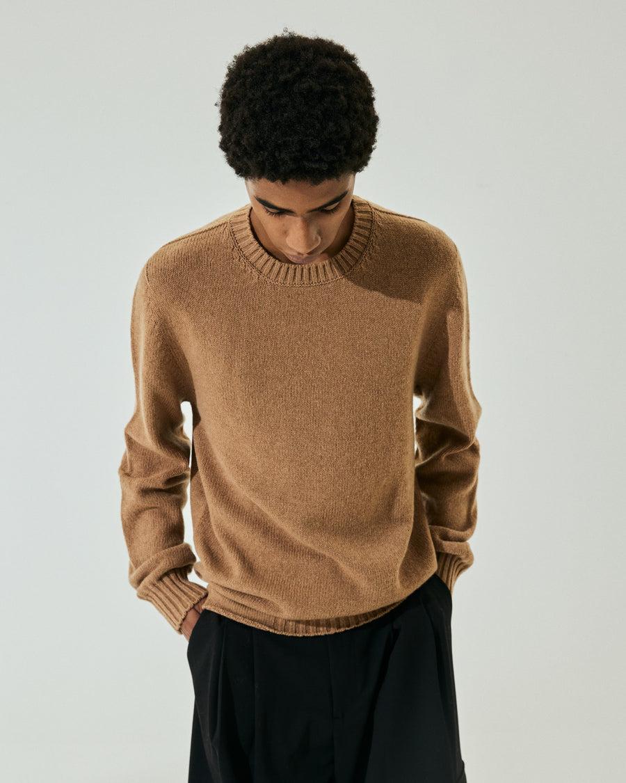 Scaglione ROUND NECK SOFT HYBRD CASHMERE CARAMEL Saldi