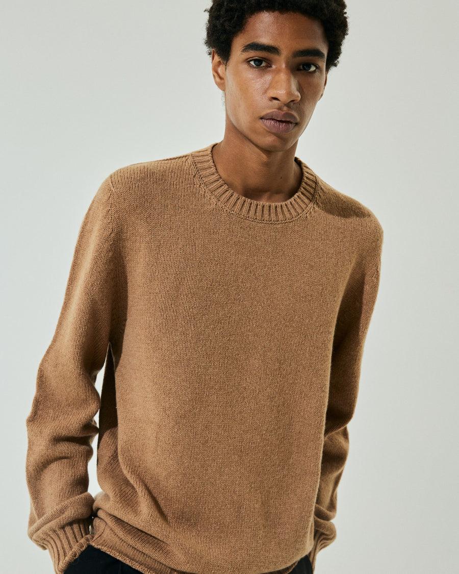 Scaglione ROUND NECK SOFT HYBRD CASHMERE CARAMEL Saldi