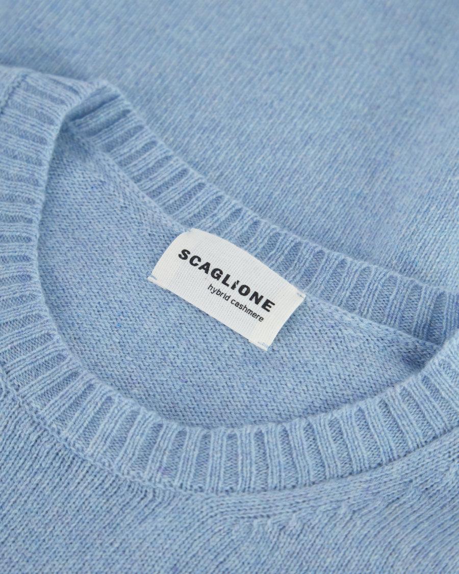 Scaglione ROUNDNECK SEAMLESS HYBRD CASHMERE CASH CELESTE In Saldo