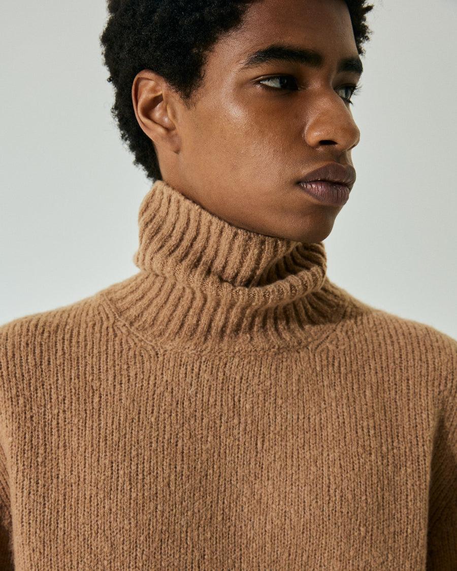 Scaglione TURTLENECK SEAMLESS PUFFED CASHMERE CAMEL Offerta speciale