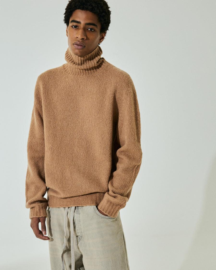 Scaglione TURTLENECK SEAMLESS PUFFED CASHMERE CAMEL Offerta speciale