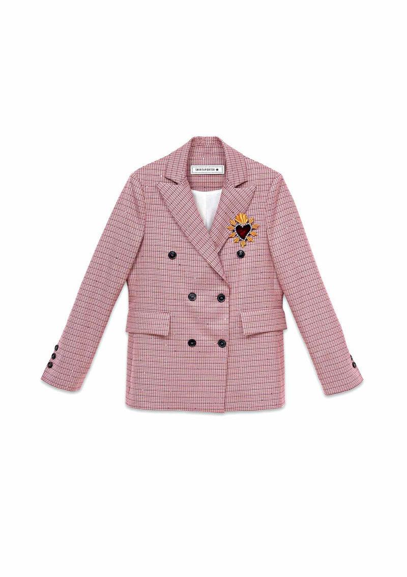 Shirtaporter Blazer Doppiopetto in Pied-de-Poule Consegna Veloce