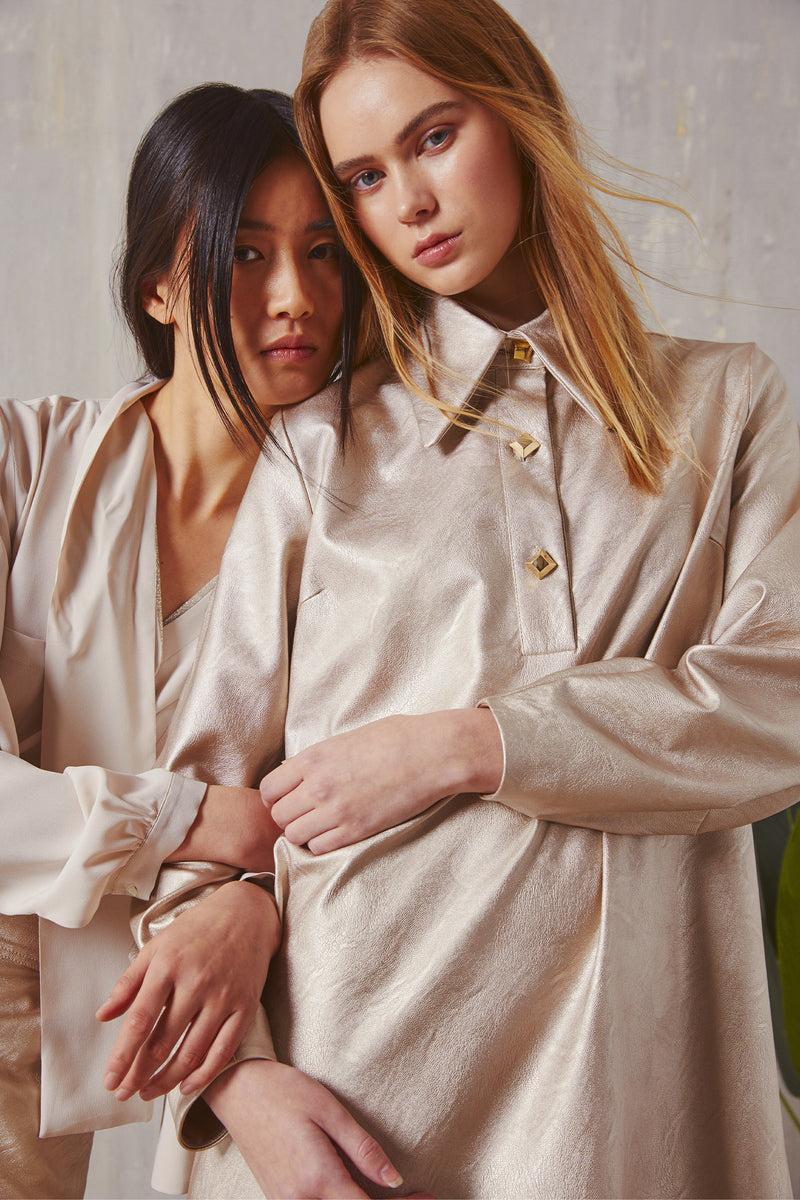 Shirtaporter ABITO A TRAPEZIO IN ECO PELLE Affare Del Giorno