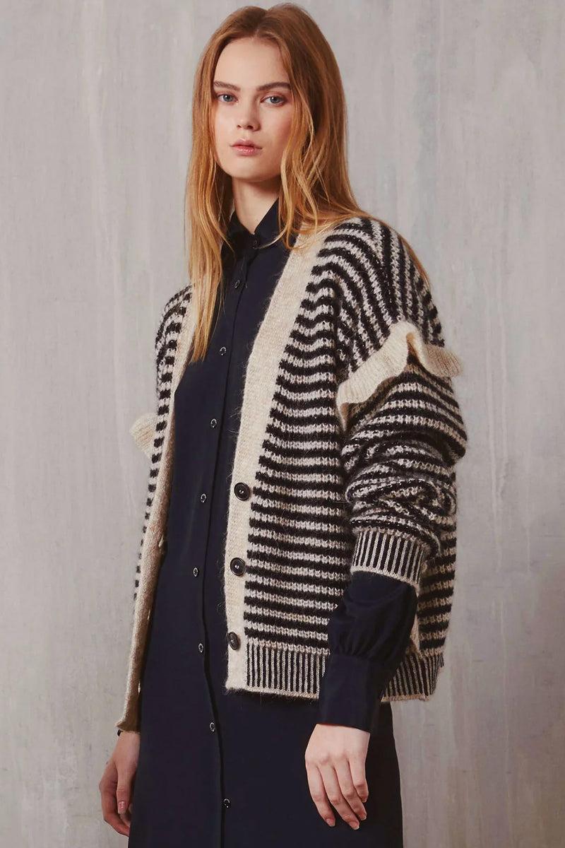 Shirtaporter CARDIGAN A RIGHE CON RUCHES Presa