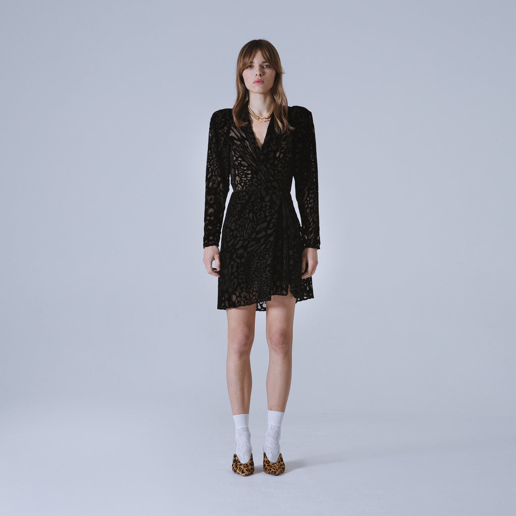 Sveta Milano Abito Cambridge in velluto con motivo leopardo Lightning offer