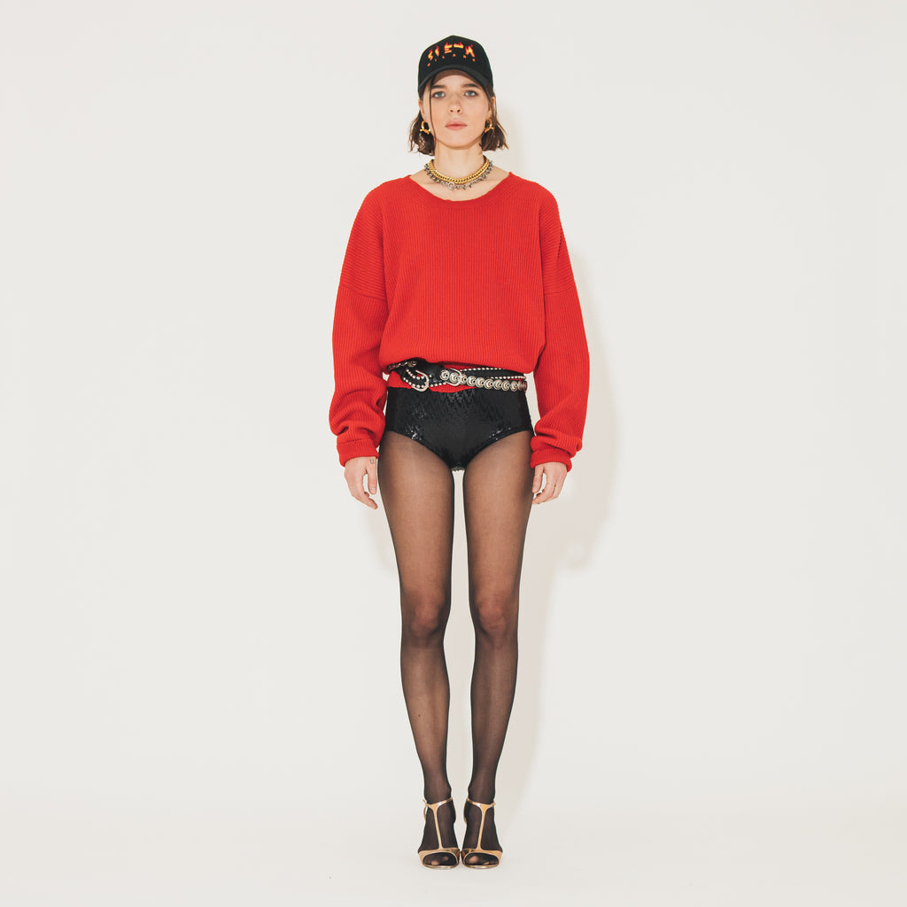 Sveta Milano Maglione girocollo Lilith rosso in misto cashmere Offerta settimanale