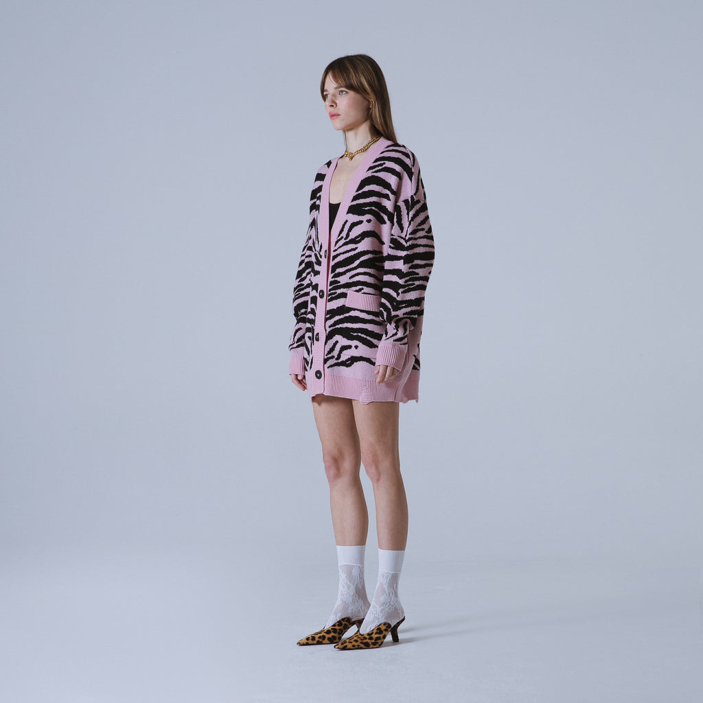 Sveta Milano Cardigan lungo jacquard Georgia in rosa e nero Discount Store per i nuovi prodotti