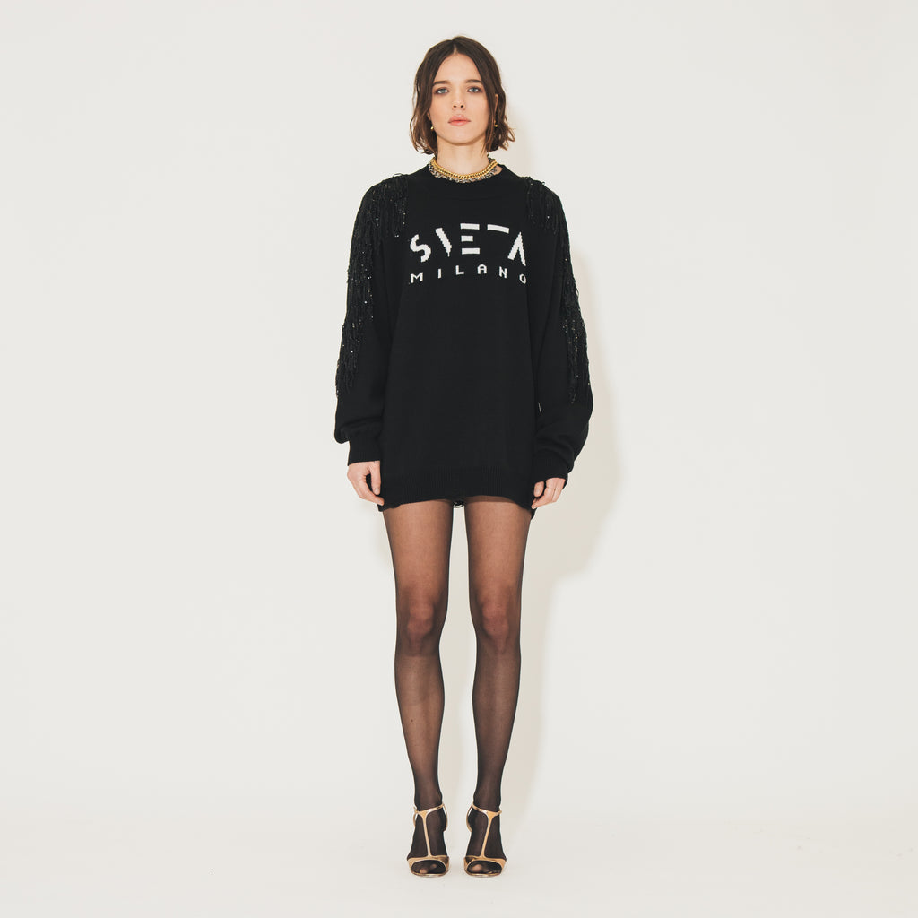 Sveta Milano Maglione lungo Ermione con logo Sveta Milano Pezzi Unici