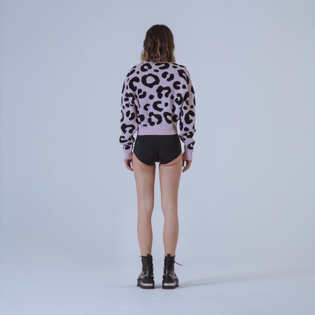 Sveta Milano Cardigan corto jacquard Dakota in rosa e nero Online