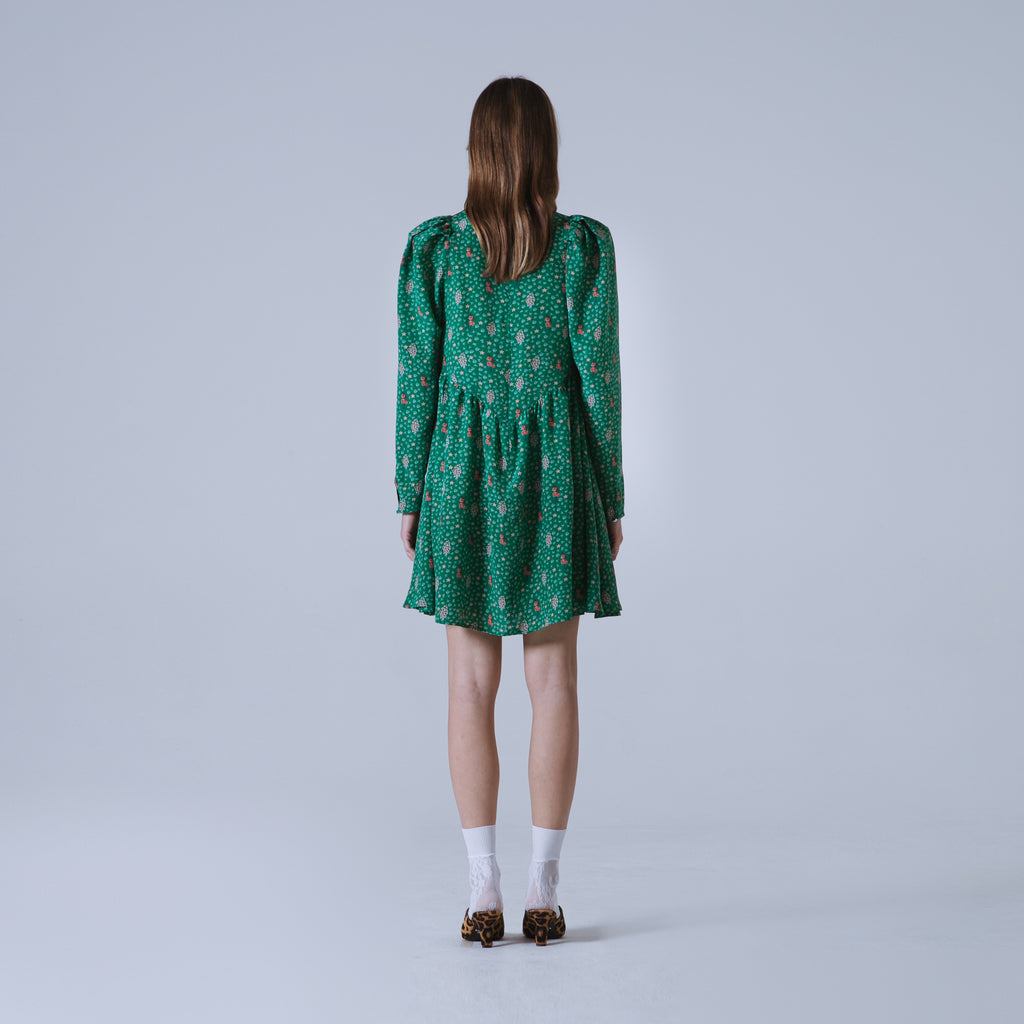 Sveta Milano Abito corto Oxford con stampa floreale su crêpe de chine di seta | Limited Edition Vendita calda
