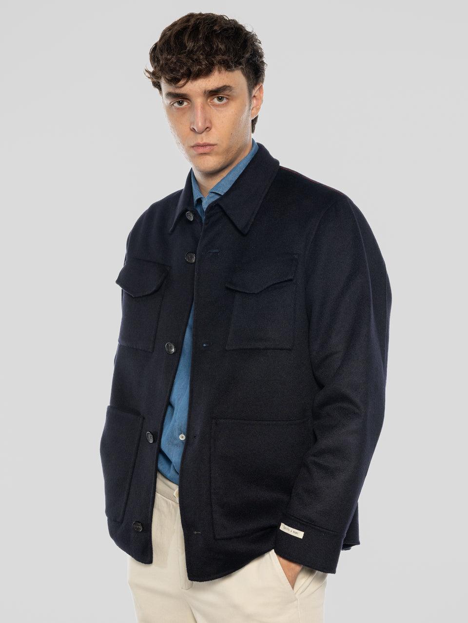PALTò Overshirt in Panno Double Sasha Blu Sconti VIP