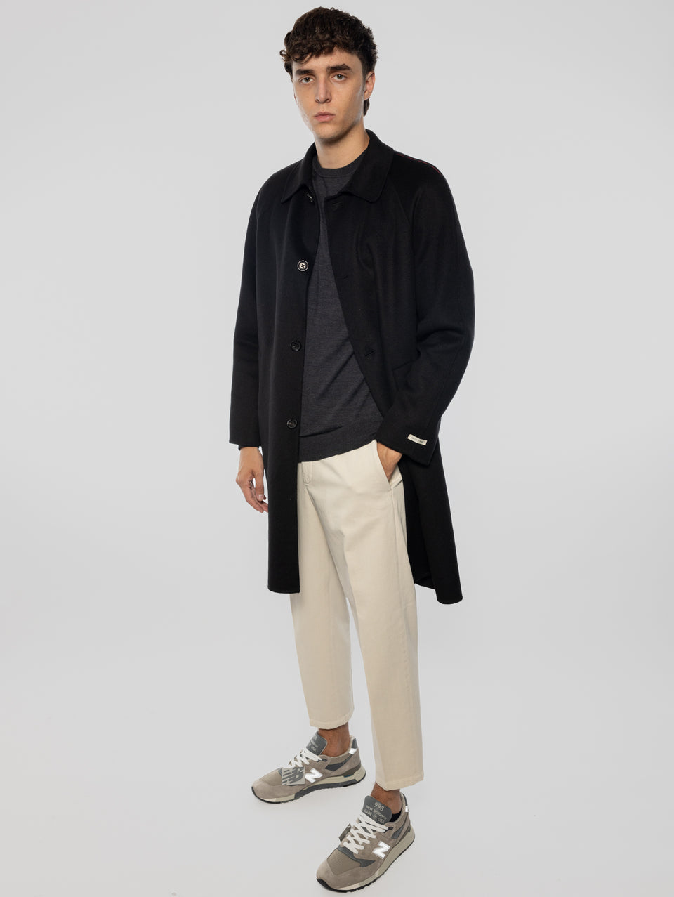 PALTò Cappotto Lungo in Double Marcello Nero Prezzo basso