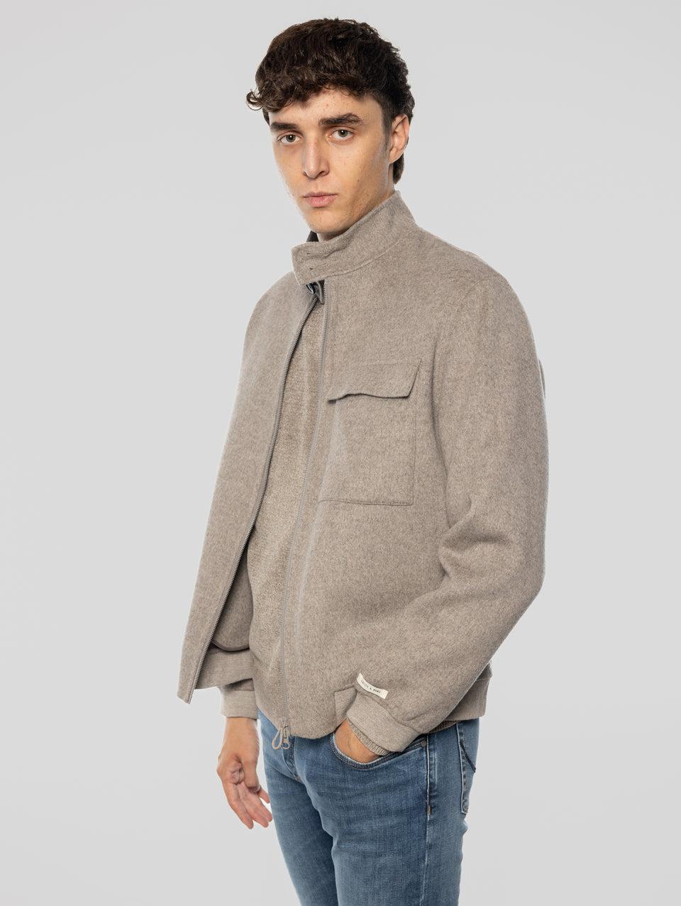 PALTò Giubbotto Corto Arturo in Double con Zip Tortora Super Saving Price