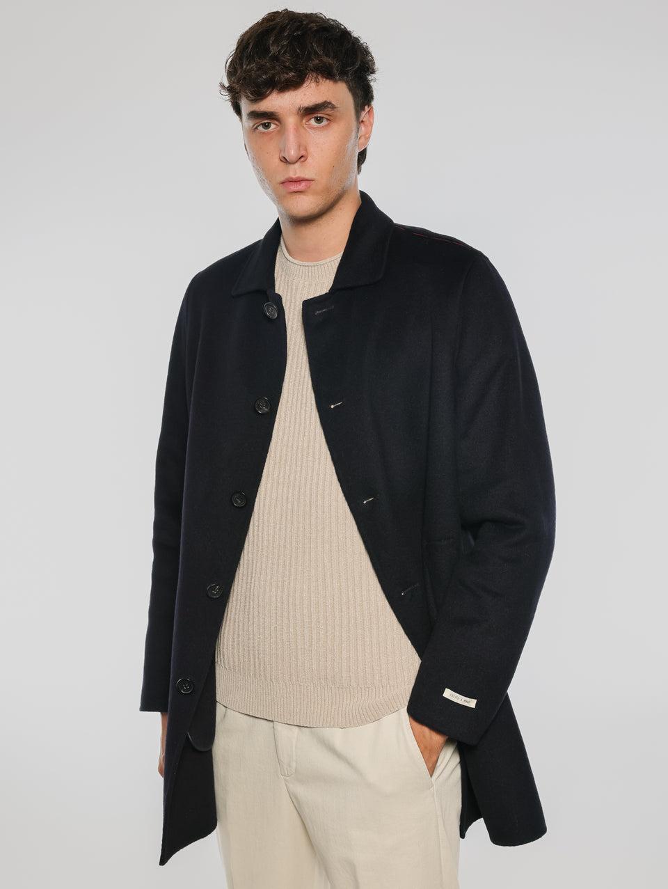 PALTò Cappotto Monopetto in Double Alfredo Blu Ritorno libero