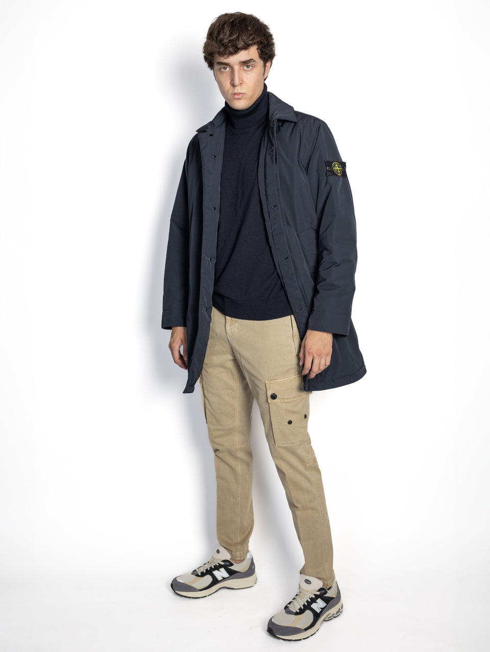 STONE ISLAND Cappotto in Micro Twill con Imbottitura Blu Rilascio limitato