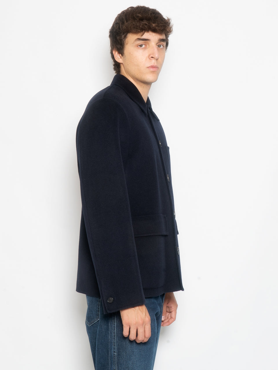 AMARANTO Giacca Worker in Cashmere e Lana Navy Ultimo giorno