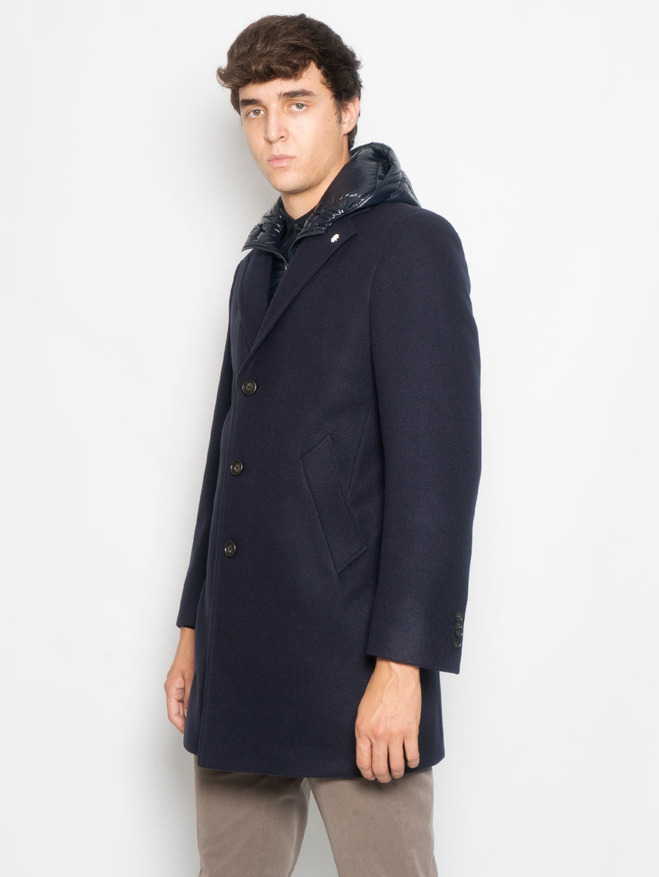 MANUEL RITZ Cappotto con Pettorina e Cappuccio Staccabile Blu Fino al 60% di sconto