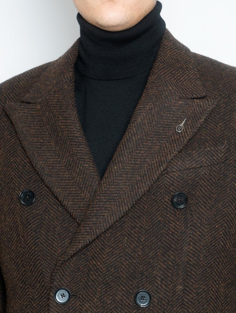 PAOLONI Cappotto Doppiopetto in Lana Resca Marrone Only for today