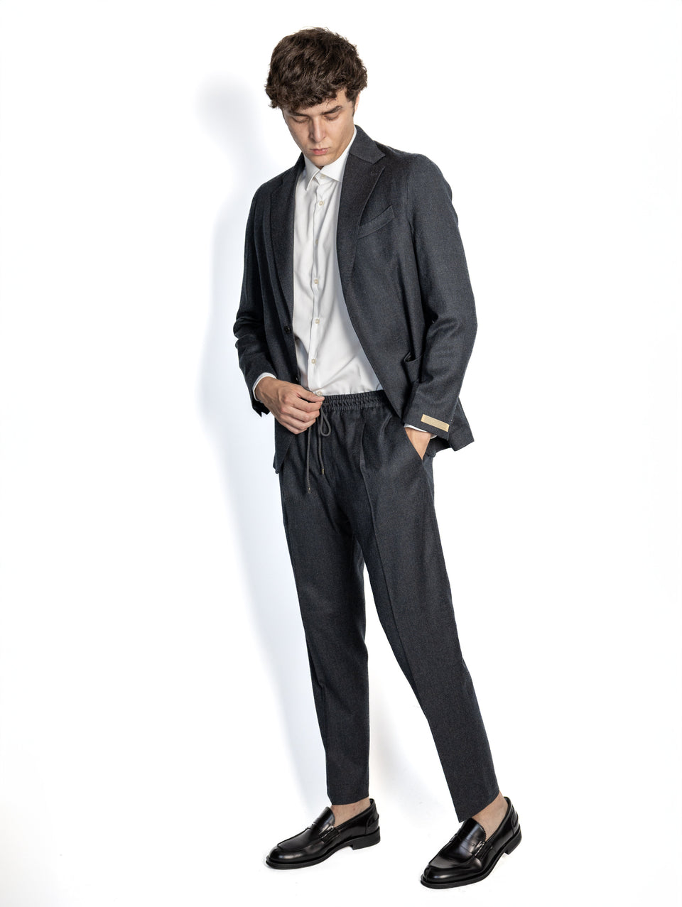 BRIGLIA 1949 Completo Informale in Flanella di Lana Grigio Antracite Discount Store per i nuovi prodotti