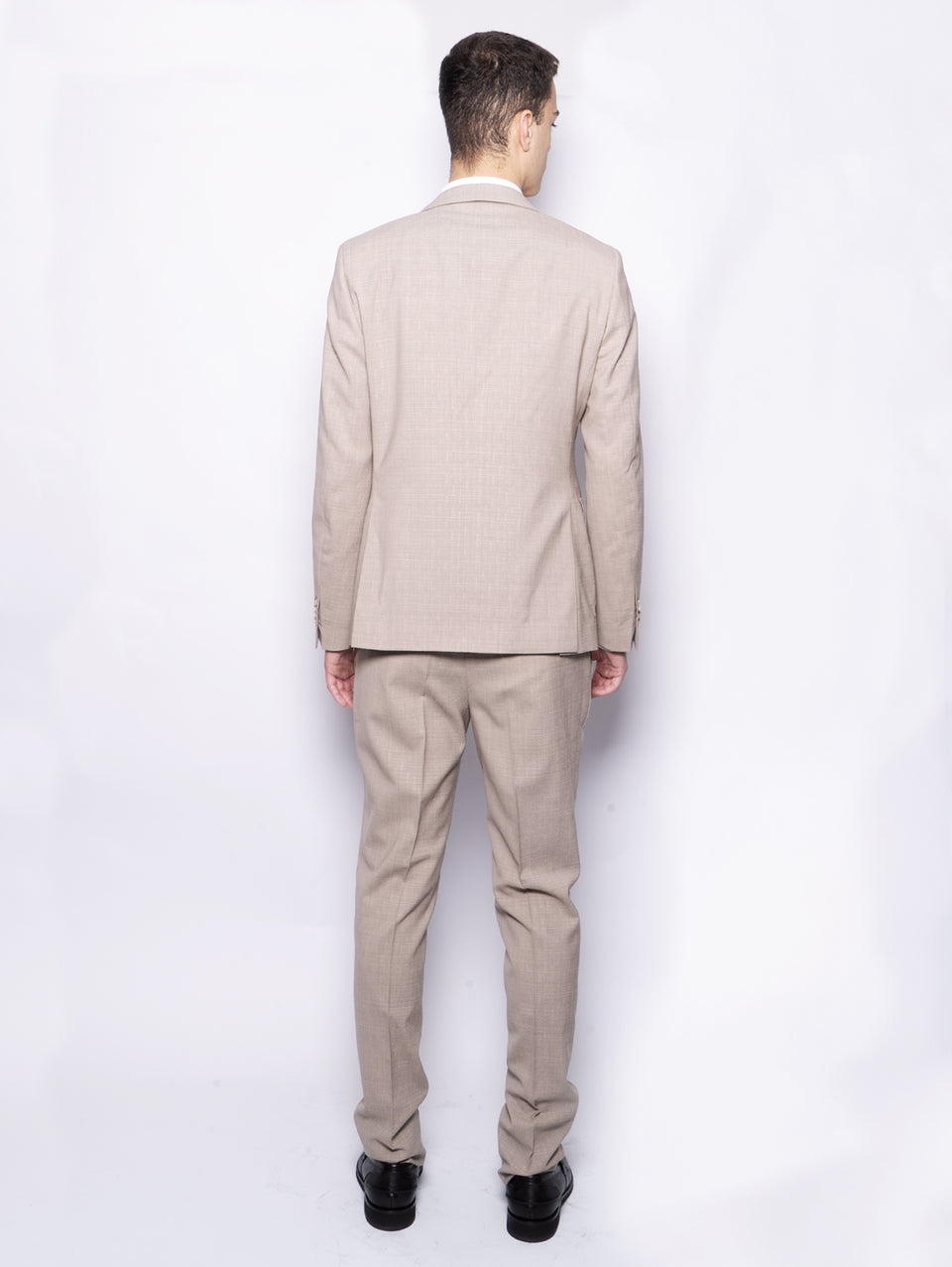 PAOLONI Completo in Lana Fiammata Stretch Beige Enormi sconti