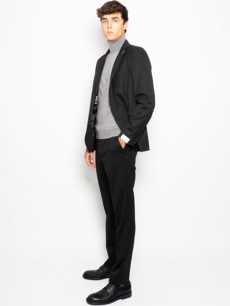 PAOLONI Completo in Lana Stretch Slim Nero In vendita