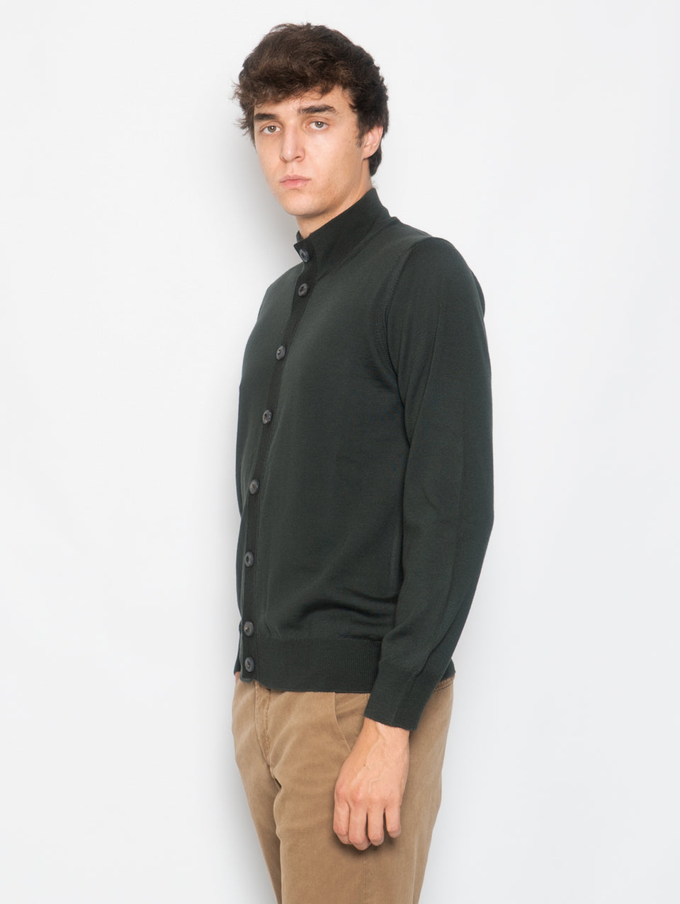 ALPHA STUDIO Cardigan con Bottoni in Merinos Selva Spedizione Gratuita