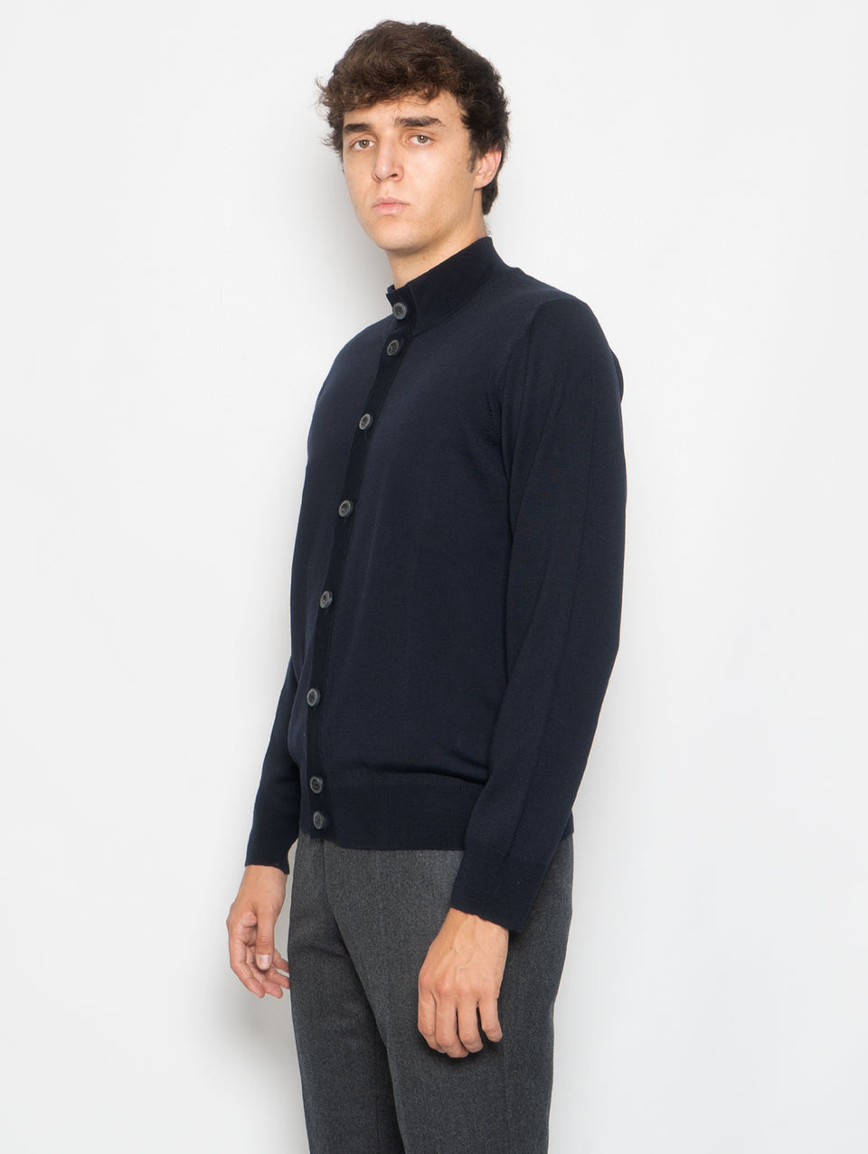 ALPHA STUDIO Cardigan con Bottoni in Merinos Blu Pezzi Unici