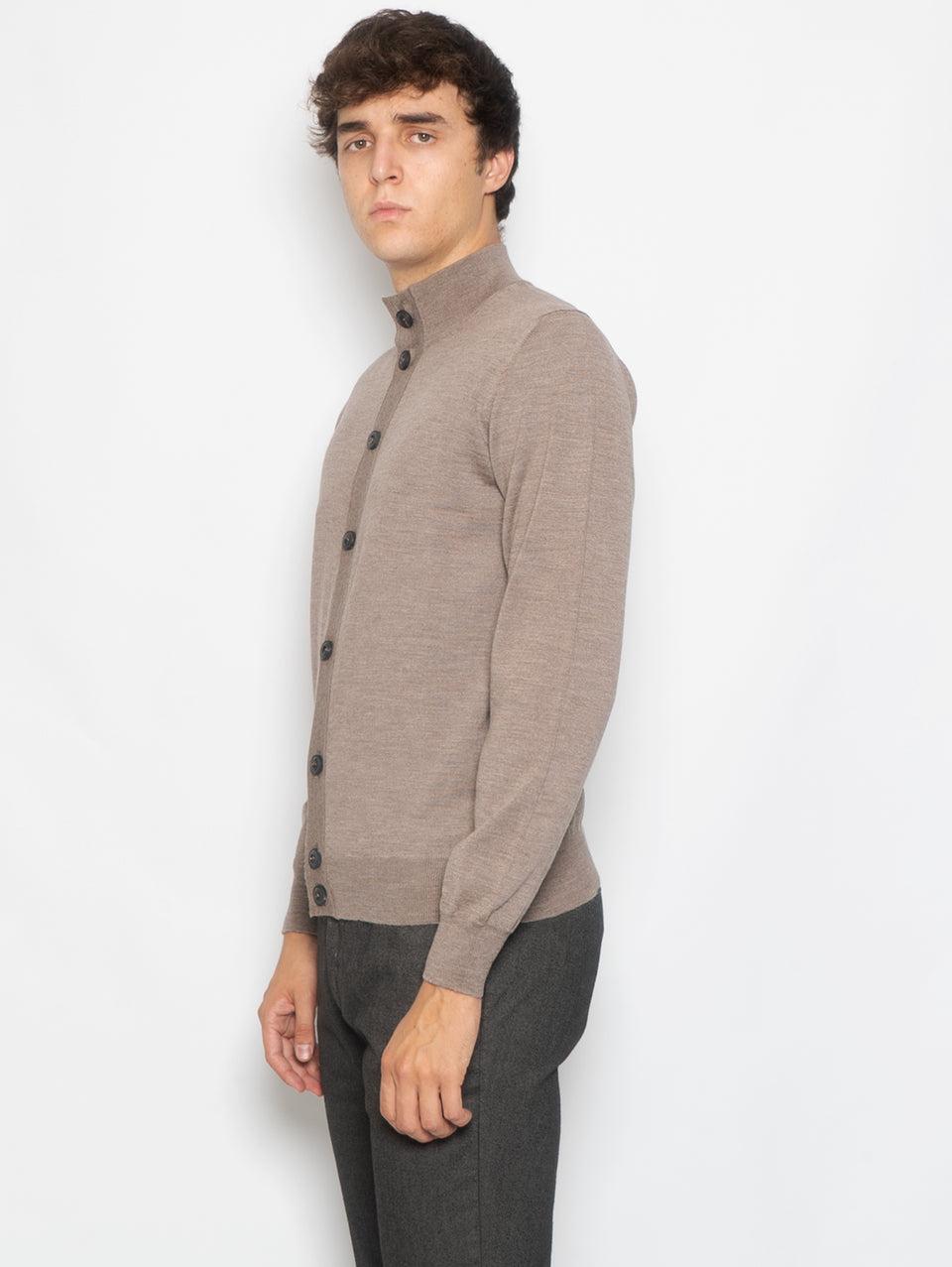ALPHA STUDIO Cardigan con Bottoni in Merinos Greige Soddisfazione Garantita