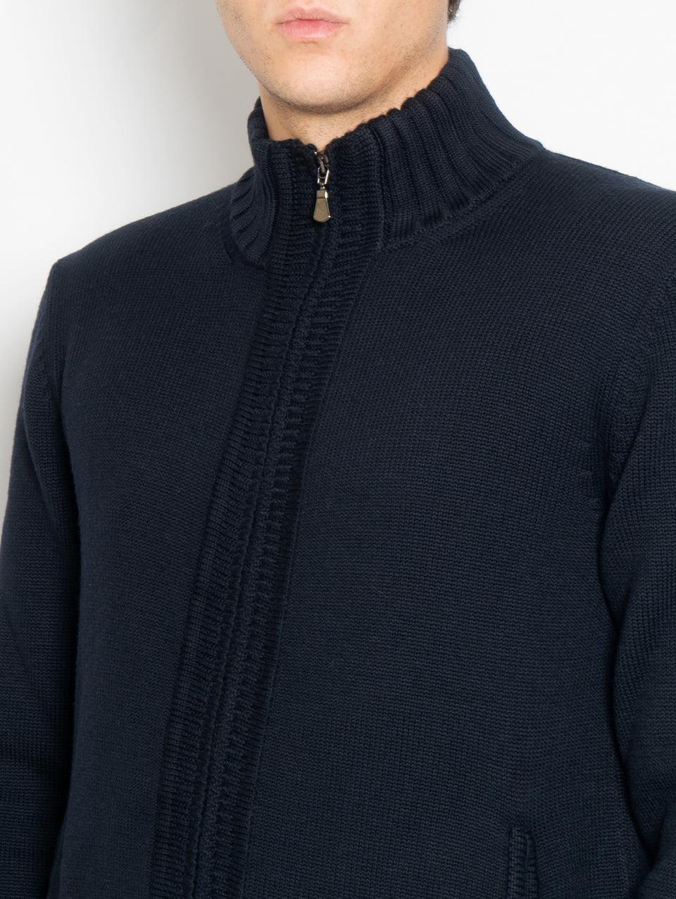 ALPHA STUDIO Cardigan in Maglia Full Zip Blu Qualità Garantita