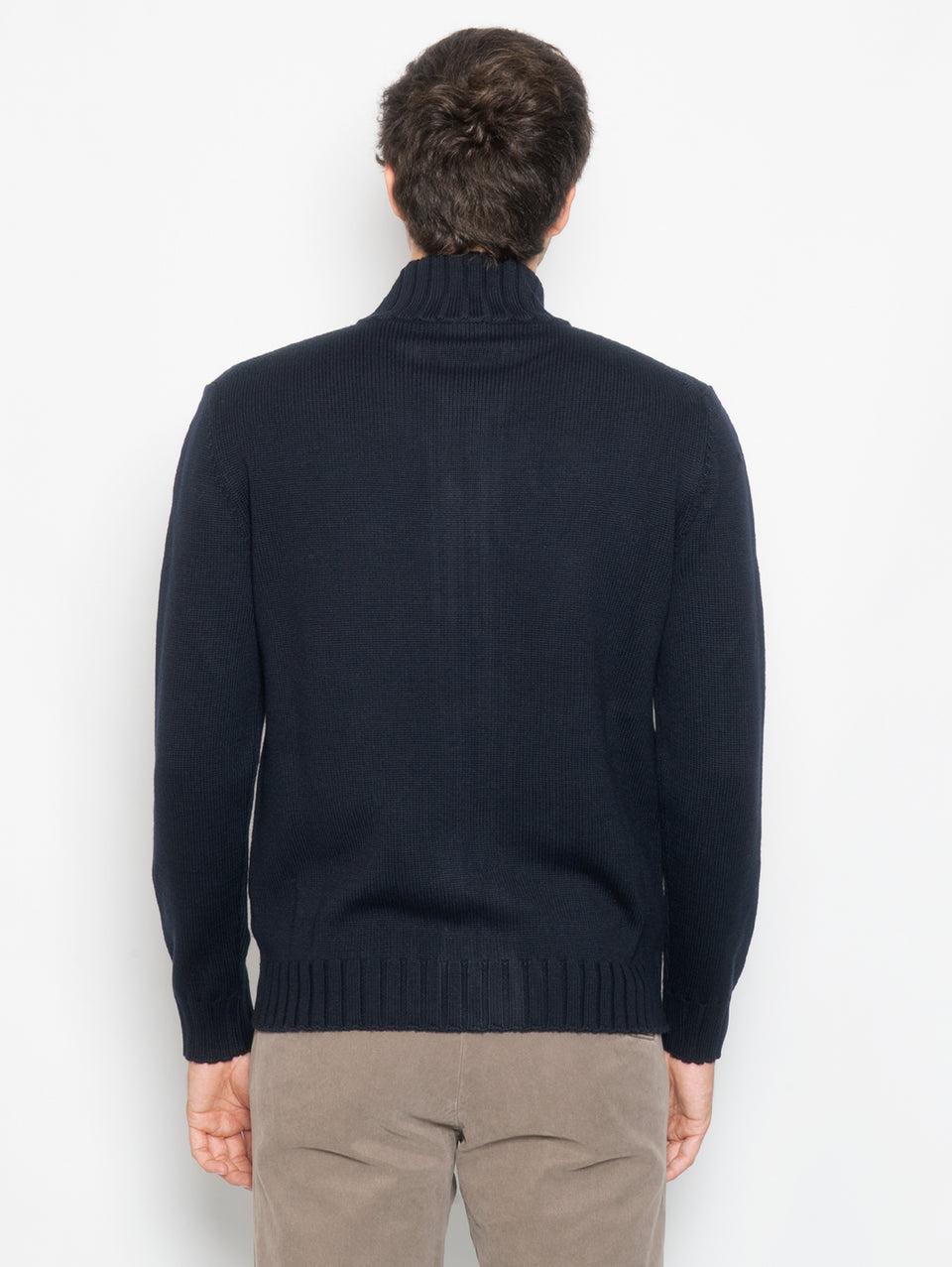 ALPHA STUDIO Cardigan in Maglia Full Zip Blu Qualità Garantita