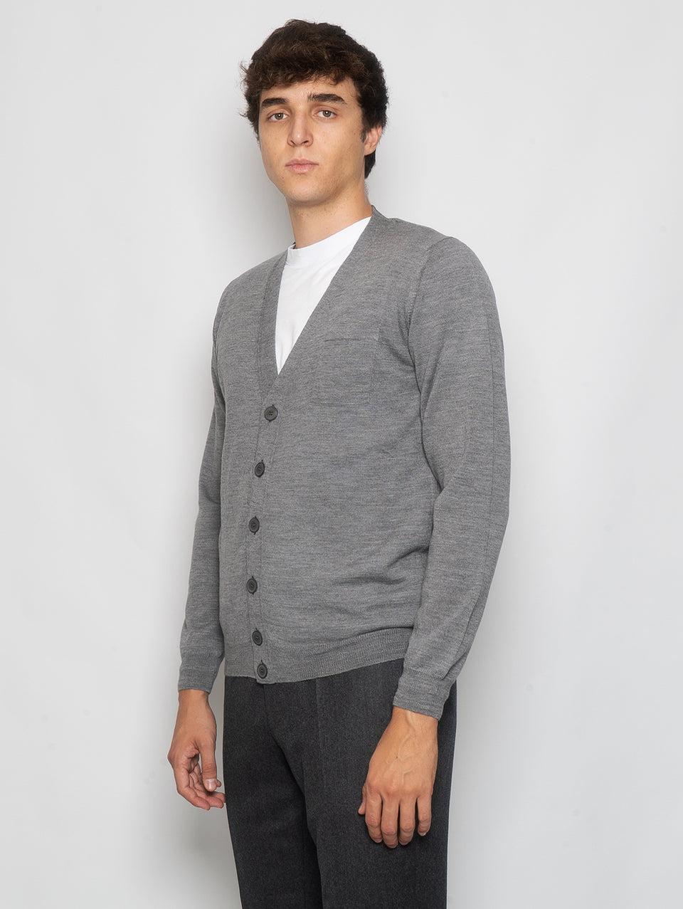 ALPHA STUDIO Cardigan con Taschino in Merinos Grigio Negozi Online
