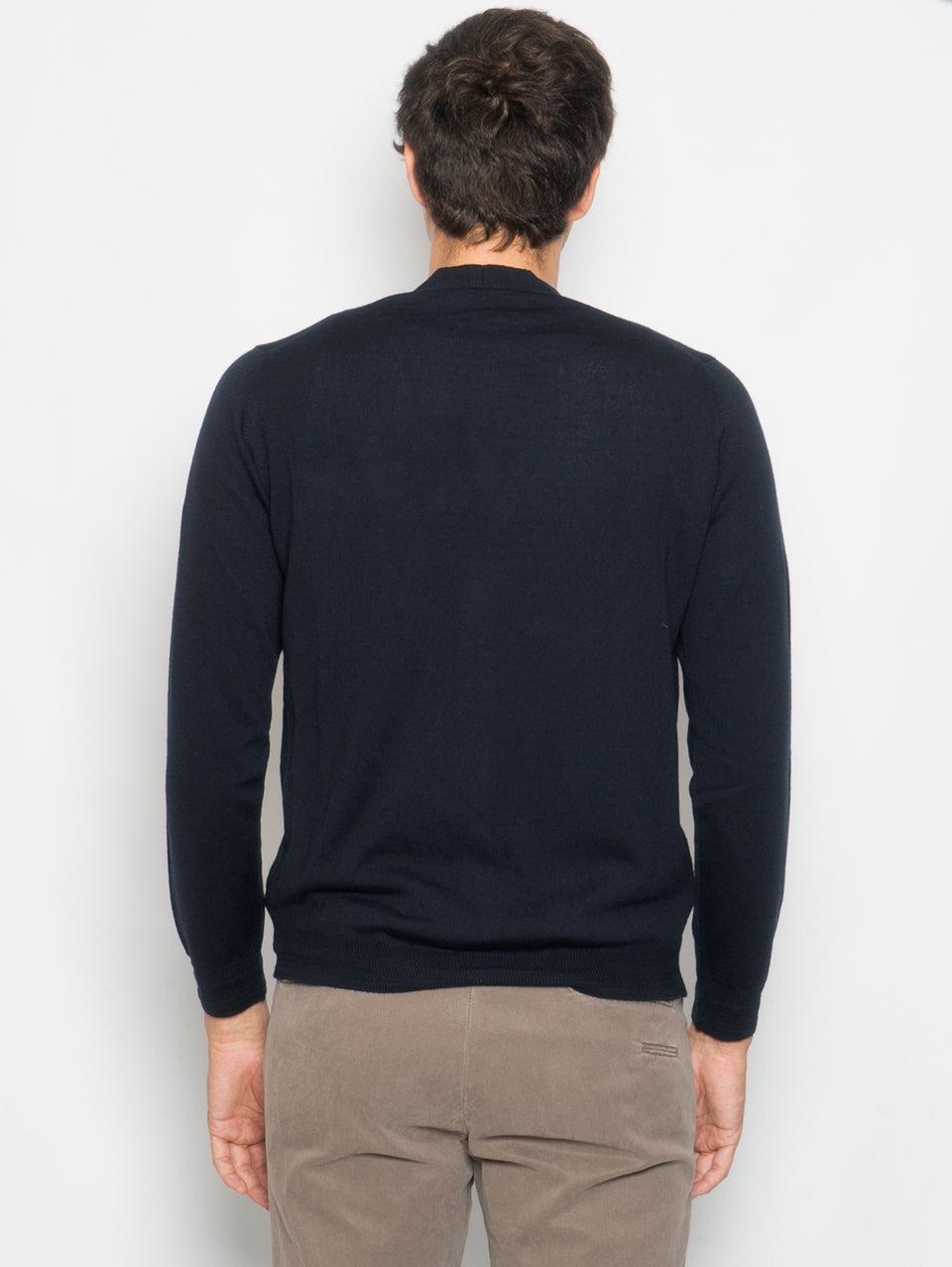 ALPHA STUDIO Cardigan con Taschino in Merinos Blu Acquista Ora