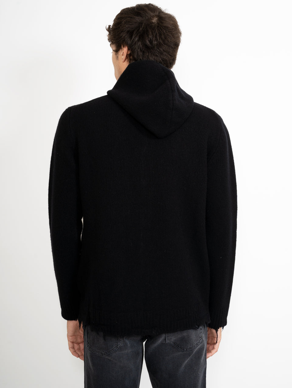 GIORGIO BRATO Cardigan in Maglia con Cappuccio Nero Shopping Online