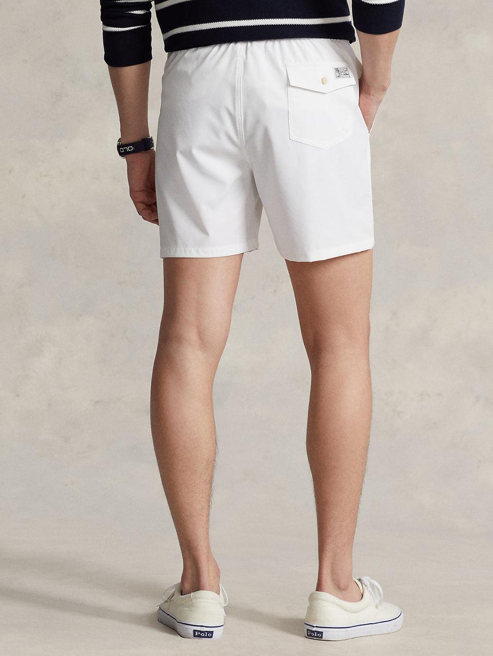 RALPH LAUREN Boxer da Mare Tinta Unita Traveler Bianco Convenienza