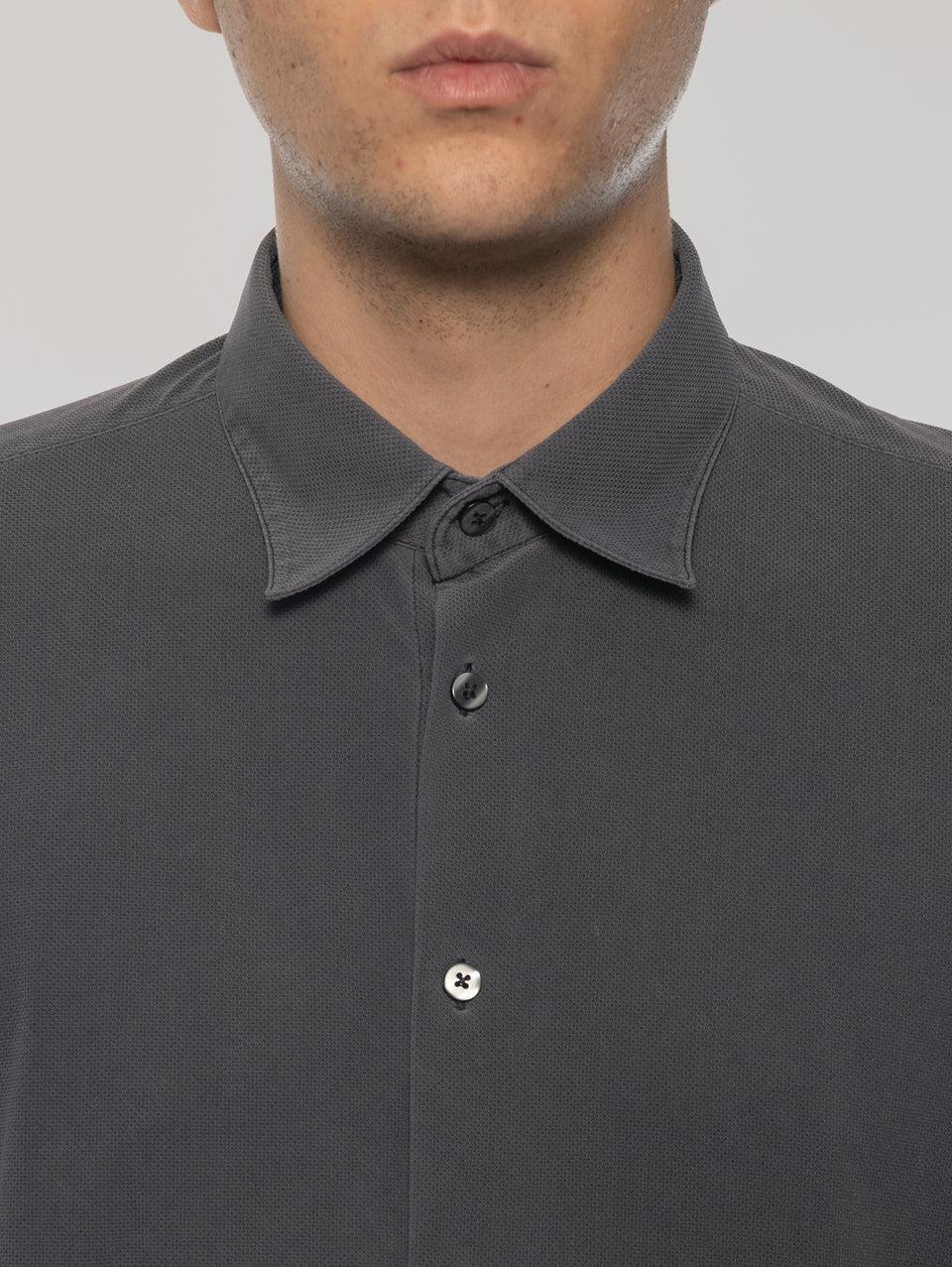 RRD Camicia in Piquet con Effetto Delavé Nero I Più Venduti