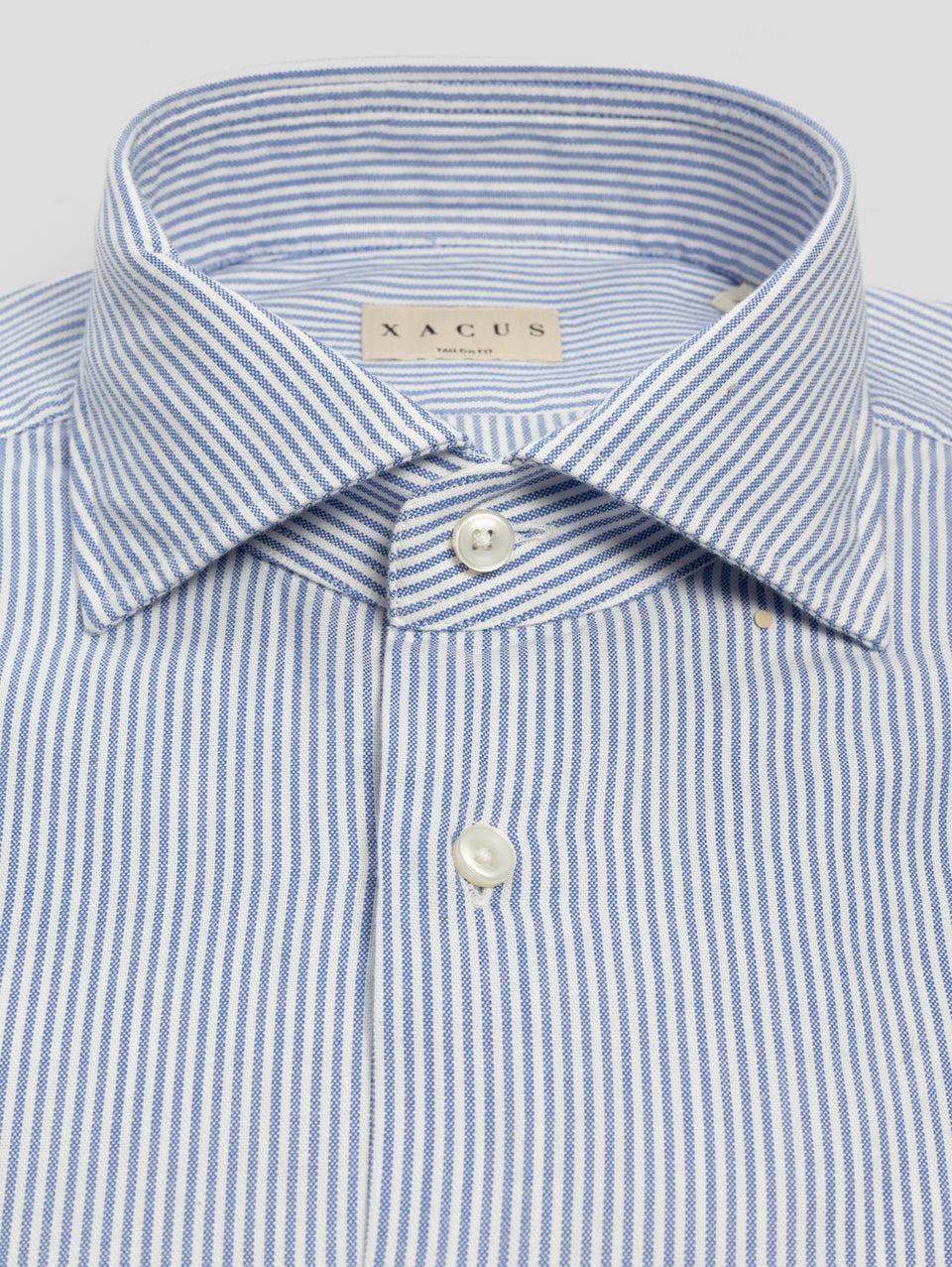 XACUS Camicia a Righe in Cotone Blu/Bianco Vendite Flash