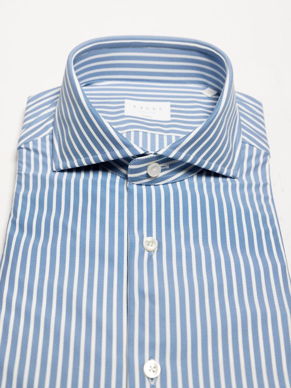 XACUS Camicia in Jersey Active Shirt Stampa Righe Celeste Offerta speciale
